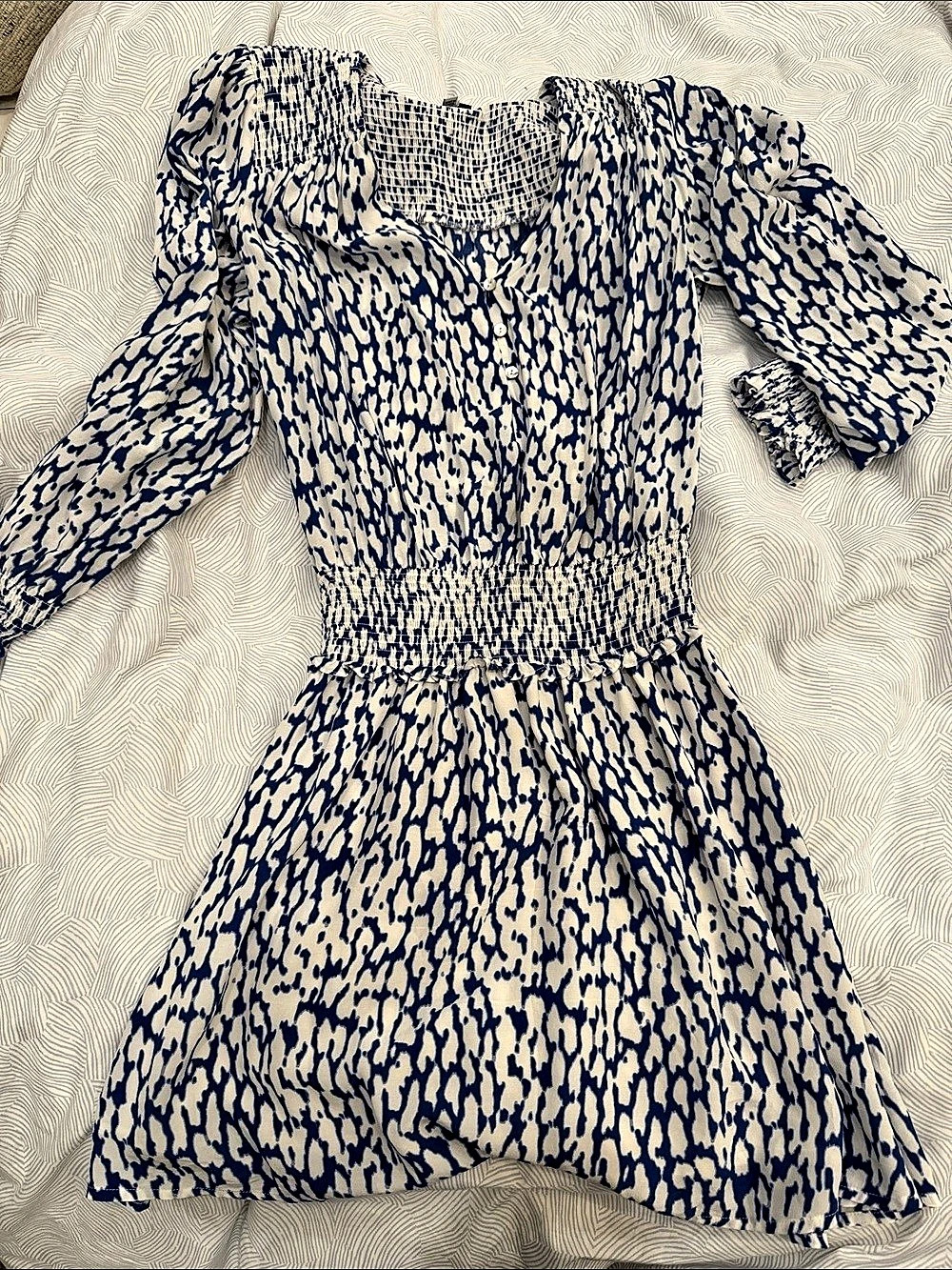 Rails Zana Dress Abstract Blue & White Mini Dress Size XS